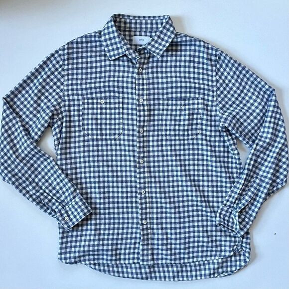 Onia Men’s Button Down Gingham Plaid Flannel Shirt Large - Picture 2 of 6